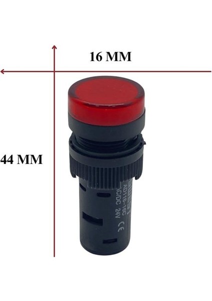 24V Göz Lambası Ledli Unıversal Kırmızı (Çap 16 Mm)