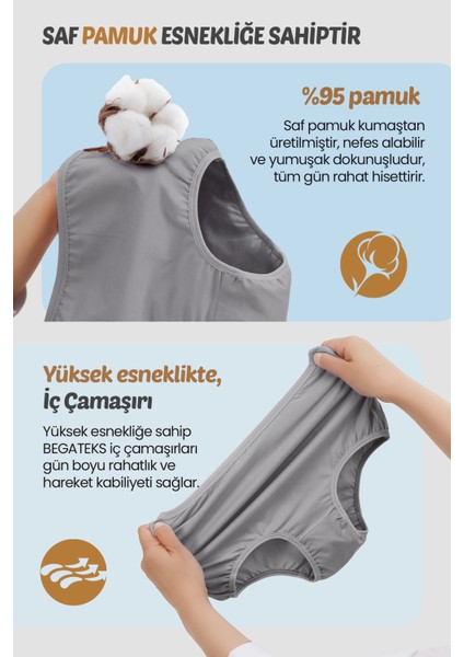 Begateks Kadın Külot Yüksek Bel 3'lü Paket - Yüksek Bel Rahat Iç Giyim, Pamuklu Kumaş, 7 Farklı Renk Seçeneği