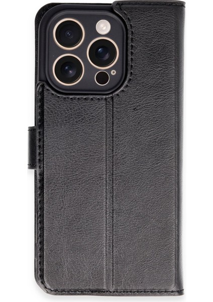 iPhone 16 Pro Kılıf Cüzdanlı Kapaklı Kılıf - Siyah