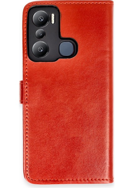 Infinix Hot 20I Kılıf Cüzdanlı Kapaklı Kılıf - Kırmızı