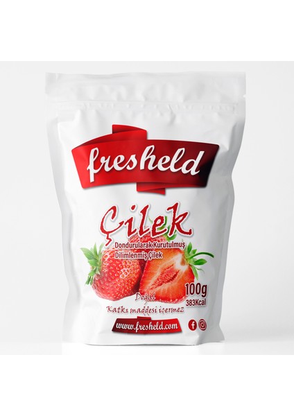 x 3 Paket Dondurularak Kurutulmuş Dilimlenmiş Çilek 100 gr