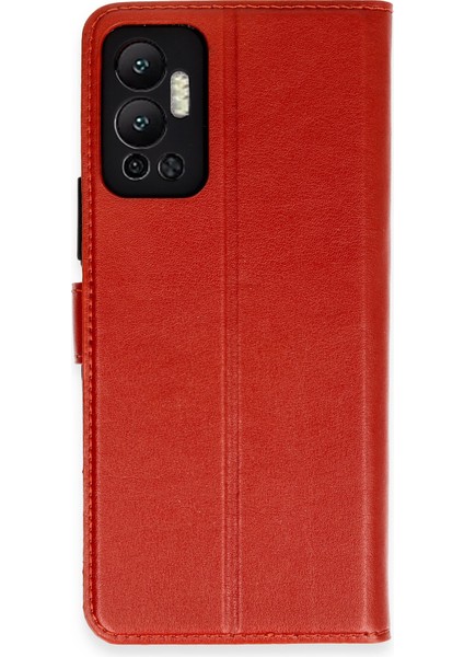 Infinix Hot 12 Kılıf Cüzdanlı Kapaklı Kılıf - Kırmızı