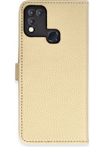 Infinix Hot 10 Play Kılıf Cüzdanlı Kapaklı Kılıf - Gold