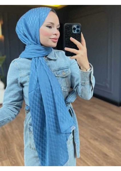 Qoza Desen Ipeksi Jakar Şal - Göl Mavi