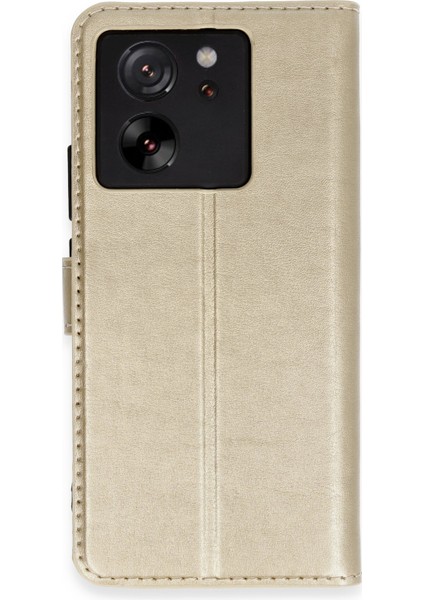 Xiaomi Mi 13T Kılıf Cüzdanlı Kapaklı Kılıf - Gold