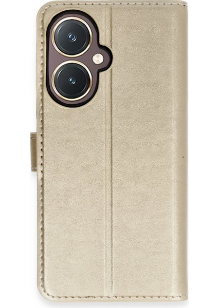 Vivo Y27 Kılıf Cüzdanlı Kapaklı Kılıf - Gold