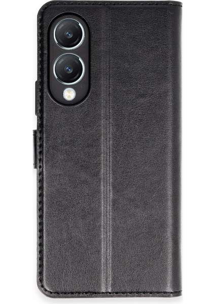 Vivo Y17S Kılıf Cüzdanlı Kapaklı Kılıf - Siyah
