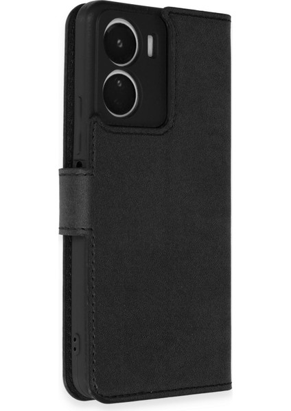 Vivo Y16 Kılıf Cüzdanlı Kapaklı Kılıf - Siyah modelleri