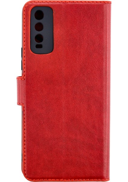 Vivo Y20 Kılıf Cüzdanlı Kapaklı Kılıf - Kırmızı