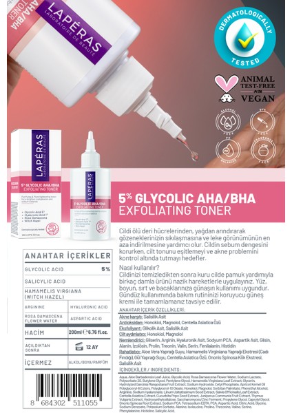 Cadı Fındığı 5% Glikolik Salisilik Asit Aydınlatıcı Vegan Temizleyici Tonik 2'li Paket