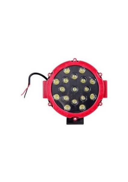 12V-36V LED LAMBA OFF-ROAD 51W (17 X 3W) (YUVARLAK) (155*155 MM) (KIRMIZI)