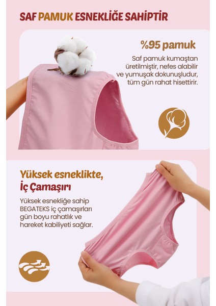 Begateks Kadın Külot Yüksek Bel 4'lü Paket - Yüksek Bel Rahat Iç Giyim, Pamuklu Kumaş, 7 Farklı Renk Seçeneği