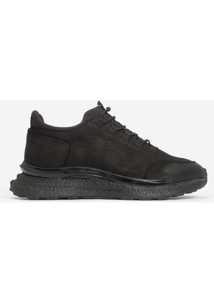 Erkek Kalın Taban Comfort Casual Ayakkabı Gerçek Deri Hj 24822M Siyah