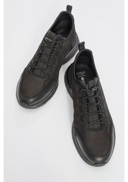 Erkek Kalın Taban Comfort Casual Ayakkabı Gerçek Deri Hj 24822M Siyah