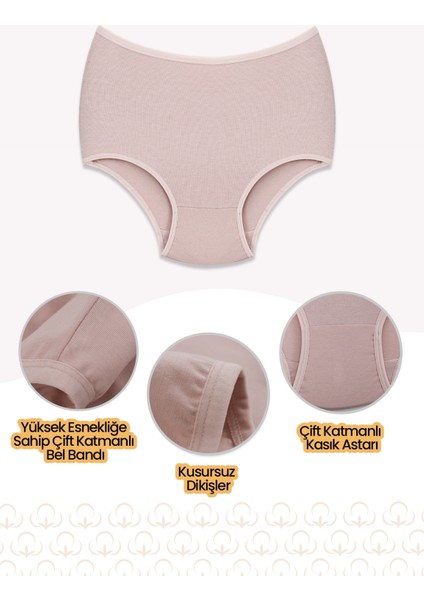 Begateks Kadın Külot Yüksek Bel 4'lü Paket - Yüksek Bel Rahat Iç Giyim, Pamuklu Kumaş, 7 Farklı Renk Seçeneği