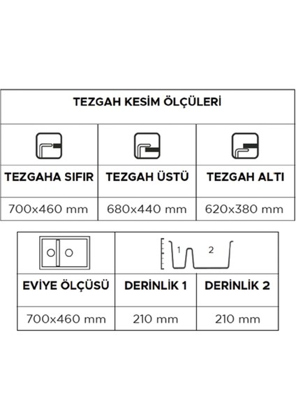 Tetragon 2b 65 Granit Eviye Stone Grey modelleri