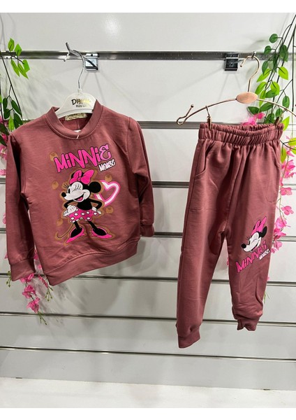 Kız Çocuk Minnie Desenli 2li Takım Lila