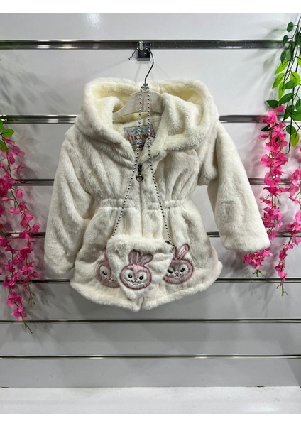Kız Çocuk Peluş Mont Beyaz