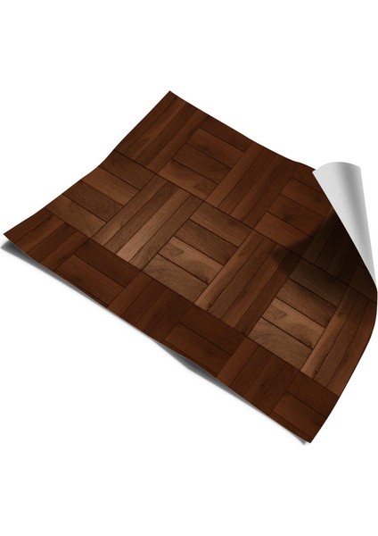 Yer Kaplama Folyosu Kendinden Yapışkanlı Laminasyonlu Ahşap Parke Desen 60 cm x 100 cm