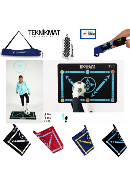 Teknikmat Sari Lacivert - 120 Pro Eğitim Videosu Ömür Boyu - Kaydirmaz Çorap - Futbol Mati Hediyeli