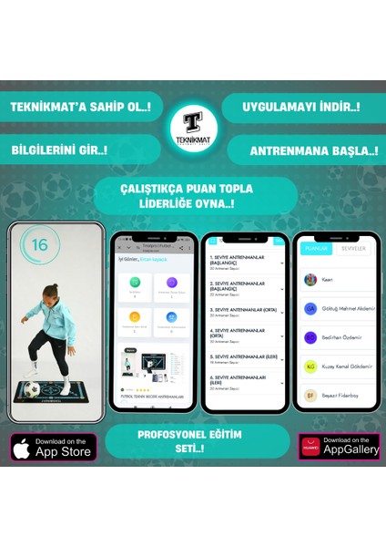 Teknikmat Sari Lacivert - 120 Pro Eğitim Videosu Ömür Boyu - Kaydirmaz Çorap - Futbol Mati Hediyeli