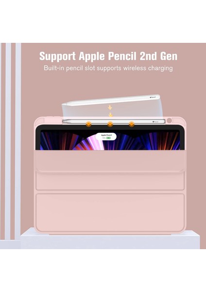 Apple iPad Pro 11 M4 (2024) Kalem Şarjına Uygun Kalemlikli Yatay Standlı Stromix Smart Kılıf A2836 A2837
