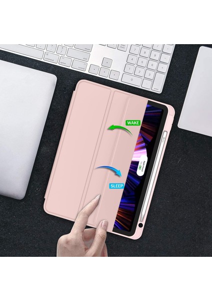 Apple iPad Pro 11 M4 (2024) Kalem Şarjına Uygun Kalemlikli Yatay Standlı Stromix Smart Kılıf A2836 A2837