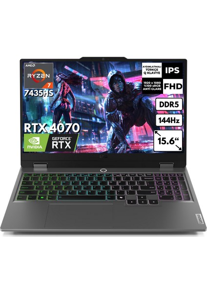 Loq 15ARP9 Ryzen 7-7435HS 16 GB 4 Tbssd 8 GB RTX4070 15.6" Fhd Freedos Gaming Notebook 83JC00CUTR Bt4