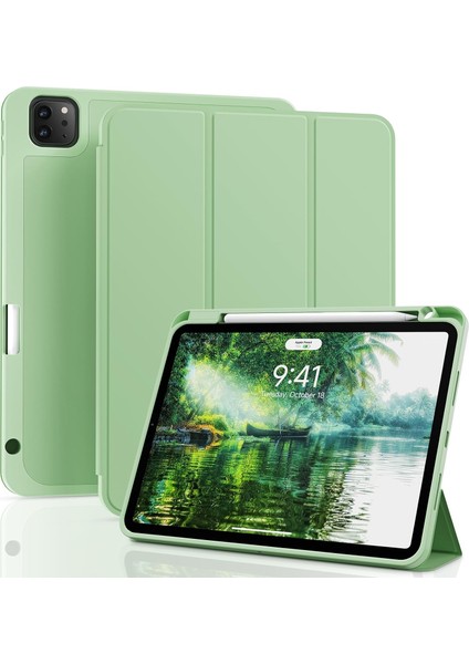 Apple iPad Pro 11 M4 (2024) Kalem Şarjına Uygun Kalemlikli Yatay Standlı Stromix Smart Kılıf A2836 A2837