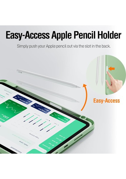 Apple iPad Pro 11 M4 (2024) Kalem Şarjına Uygun Kalemlikli Yatay Standlı Stromix Smart Kılıf A2836 A2837