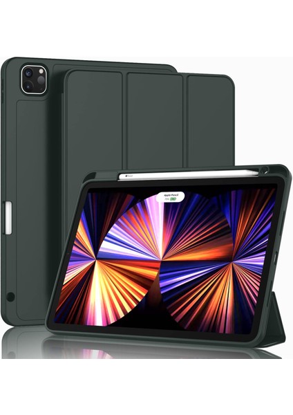 Apple iPad Pro 13 M4 (2024) Kalem Şarjına Uygun Kalemlikli Yatay Standlı Stromix Smart Kılıf A2925 A2926