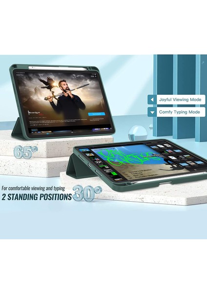 Apple iPad Pro 13 M4 (2024) Kalem Şarjına Uygun Kalemlikli Yatay Standlı Stromix Smart Kılıf A2925 A2926 modelleri