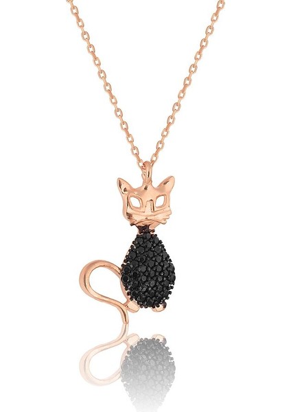 925 Ayar Gümüş Zirkon Taşlı Kedi Küpe