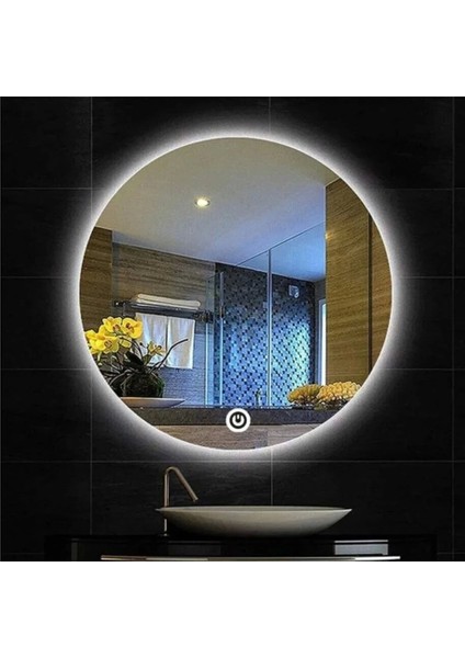 60 cm Çapında Beyaz LED Işıklı Dokunmatik Ayna / Dekoratif Ayna / Banyo Aynası / Yuvarlak Ayna/ışıklı Ayna/