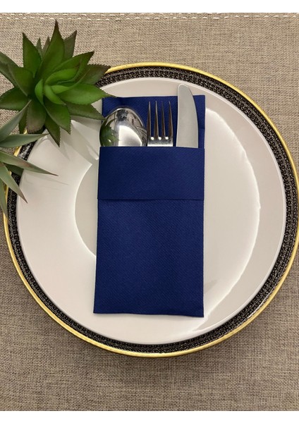 Air Laid Kanguru (Cepli) Peçete, Kumaş Hissi Veren 12 Adet 40 x 40 cm Avrupa Kalite Servis,yumuşak Dayanıklı ve Şık Lacivert Renkli