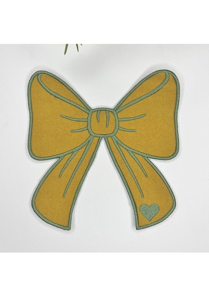 Kurdele Şeklinde Nakışlı Kumaş Kokteyl Peçetesi 1 Adet Hardal Yeşil