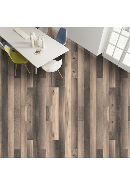 Yer Kaplama Folyosu Kendinden Yapışkanlı Laminasyonlu Ahşap Parke Desen 60 cm x 100 cm