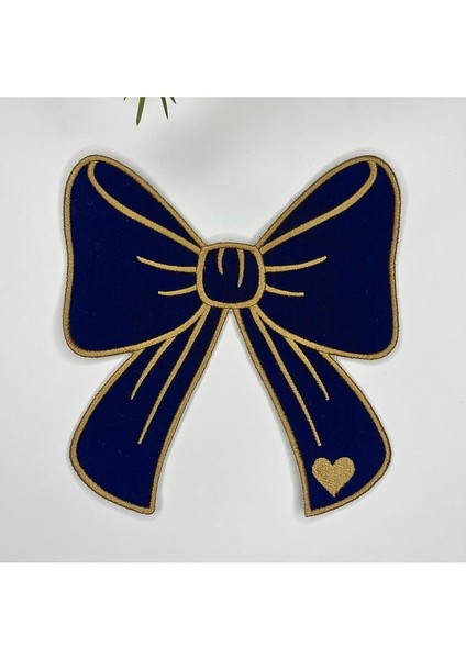 Kurdele Şeklinde Nakışlı Kumaş Kokteyl Peçetesi 1 Adet Lacivert Gold