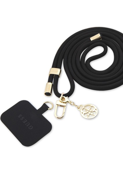 Lisanslı Metal Logolu Cep Telefonu Askı Ipi Siyah