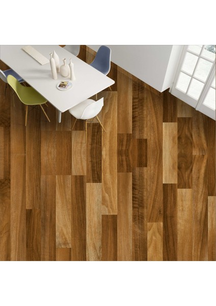 Yer Kaplama Folyosu Kendinden Yapışkanlı Laminasyonlu Ahşap Parke Desen 60 cm x 100 cm
