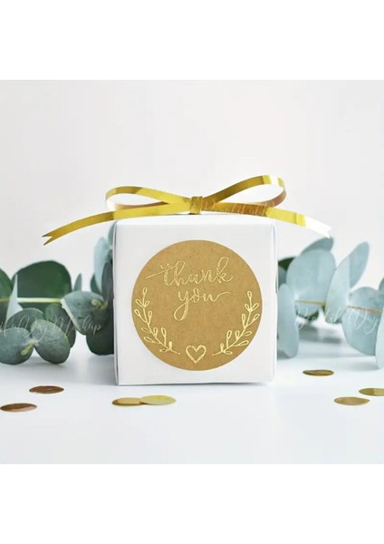 100 Adet Thank You Etiket Sticker-Ürün Ambalaj Kargo Paketleme Etiketi - 2,5x2,5cm Gold