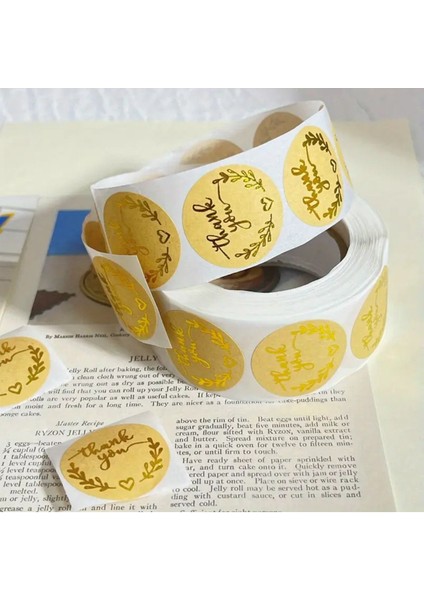 100 Adet Thank You Etiket Sticker-Ürün Ambalaj Kargo Paketleme Etiketi - 2,5x2,5cm Gold fırsatları