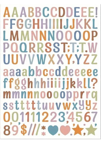 150+ Adet Etiket Sticker - Alfabe Sayı Renkli Su Geçirmez (Okul,laptop,bardak)