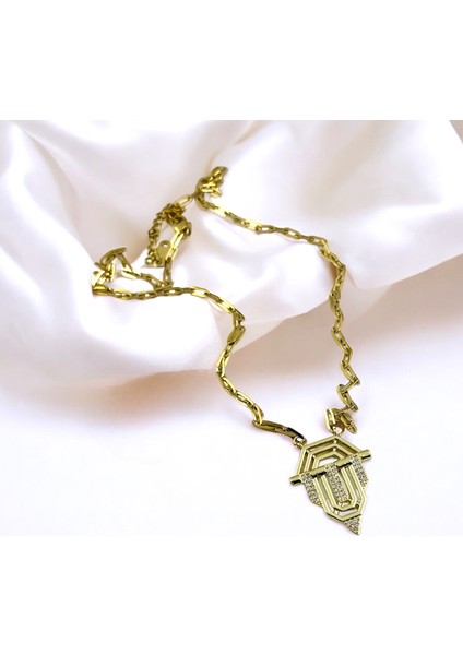 Serenay Model Zirkon Taşlı Çelik Kolye