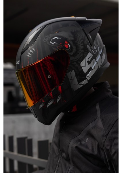 Rapıd 2 Race Clawn Mat Siyah-Gri-Kırmızı Kask