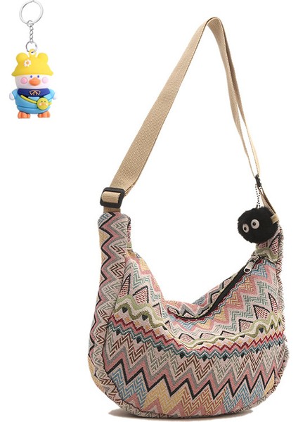 Crossbody Çanta Kadın Büyük Kapasiteli Kanvas Omuz Çantası Çok Yönlü Üniversite Öğrencisi Işe Gidip Gelme Çantası Köfte Çantası (Yurt Dışından)