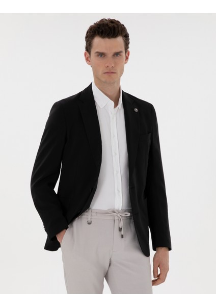 Erkek Siyah Slim Fit Ceket 50287498-VR046