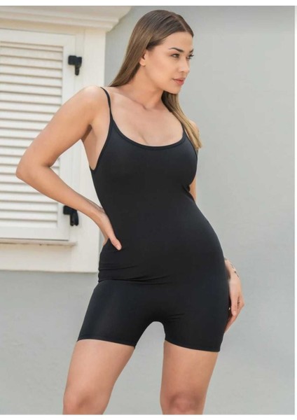 Vücuda Oturan Kadın Spor Şort Tulum / Toparlayıcı Askılı Spor Tulum modelleri