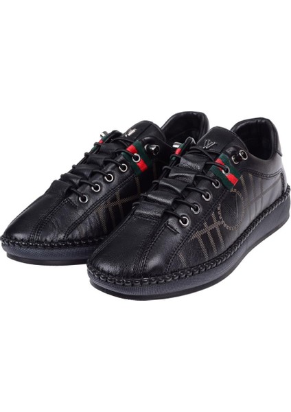 Hakiki Deri Lastik Bağcıklı Kadın Ayakkabı VOY-096 Siyah fırsatları