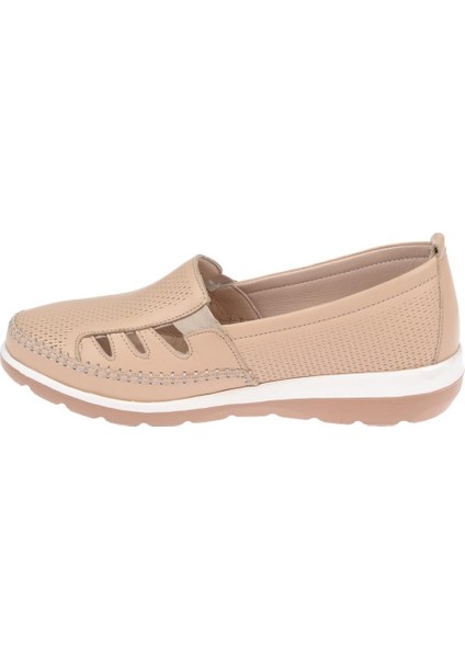 Hakiki Deri Comfort Kadın Ayakkabı VOY-110 Bej modelleri
